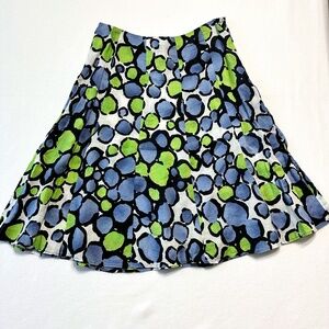 Sunny Leigh Skirt Women’s Size 6 Linen Blue and Green Polka Dot A-Line